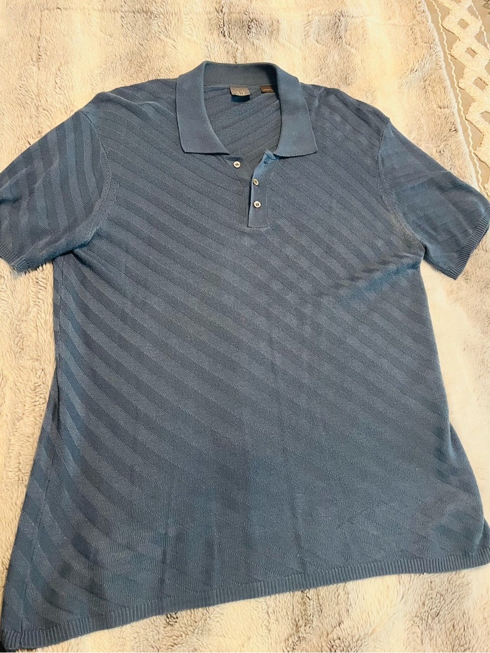 Armani Exchange Men's Slate Blue Knit Polo